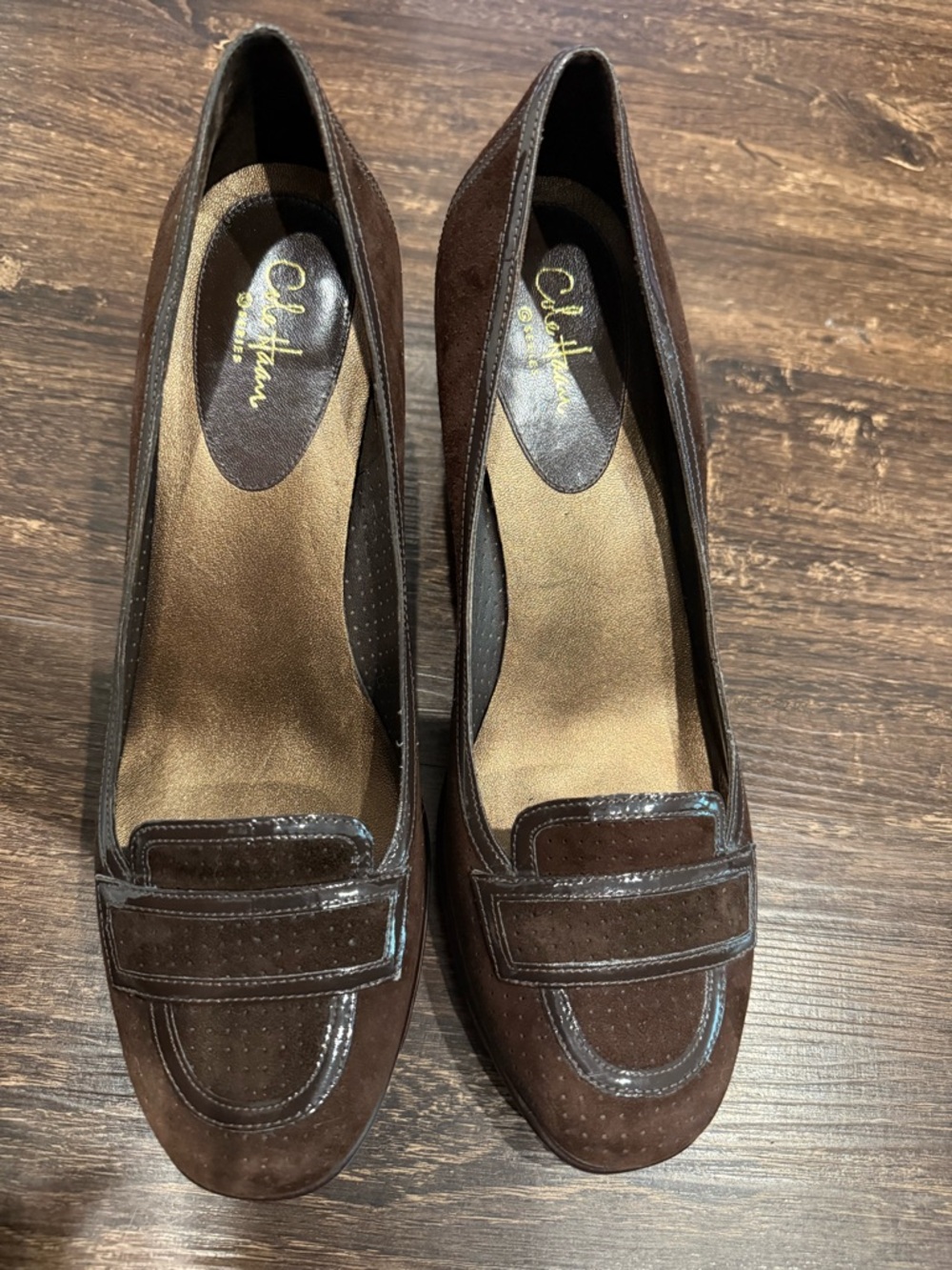 Cole Haan brown suede loafer wedge heels, featuring Nike Air technology, 9.5 - Picture 7 of 8